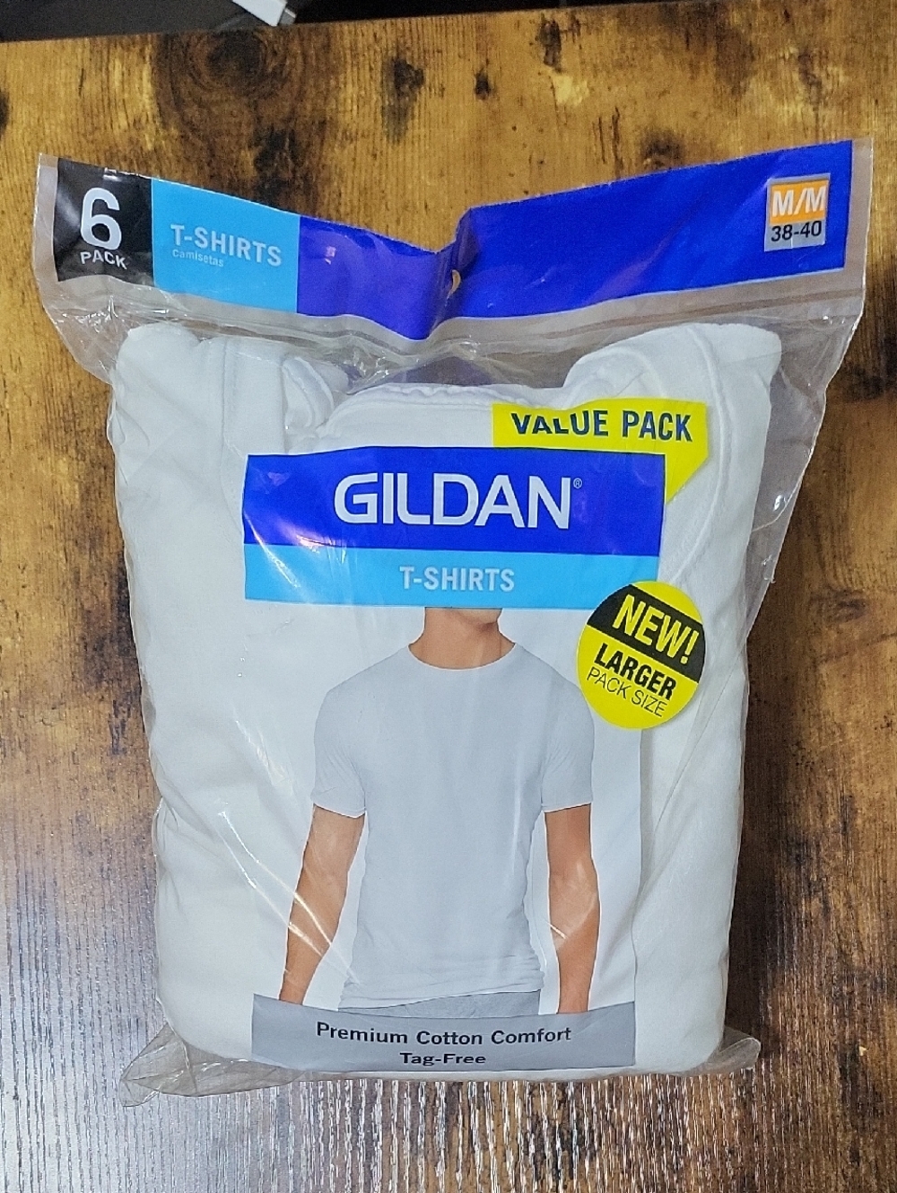 Gildan Men's Size Medium 38-40 White Crew Neck T-Shirt 6-Pack